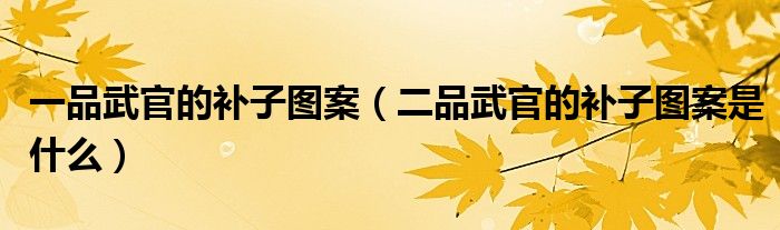 一品武官的补子图案（二品武官的补子图案是什么）