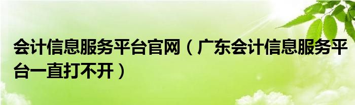 会计信息服务平台官网（广东会计信息服务平台一直打不开）