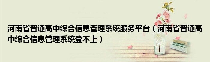 河南省普通高中综合信息管理系统服务平台（河南省普通高中综合信息管理系统登不上）