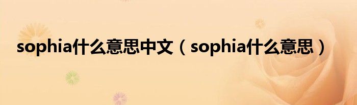 sophia什么意思中文（sophia什么意思）
