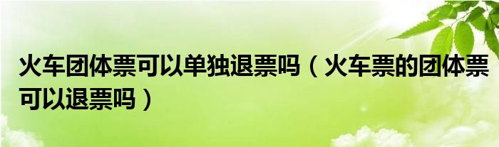 火车团体票可以单独退票吗（火车票的团体票可以退票吗）