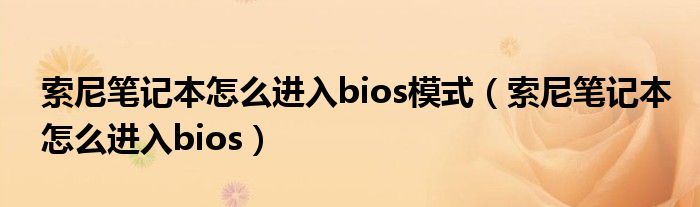 索尼笔记本怎么进入bios模式（索尼笔记本怎么进入bios）