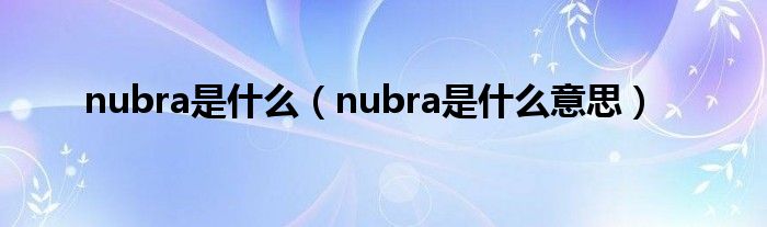 nubra是什么（nubra是什么意思）