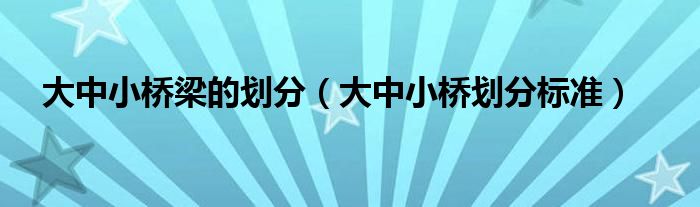 大中小桥梁的划分（大中小桥划分标准）
