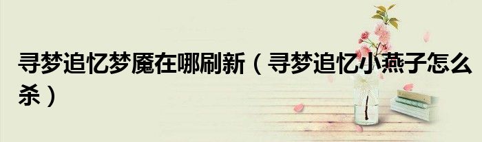 寻梦追忆梦魇在哪刷新（寻梦追忆小燕子怎么杀）