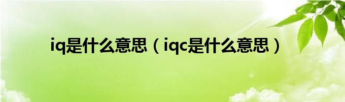 iq是什么意思（iqc是什么意思）
