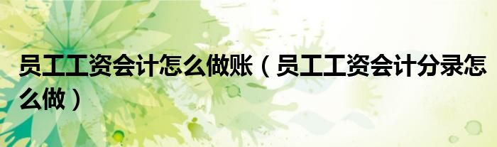 员工工资会计怎么做账（员工工资会计分录怎么做）