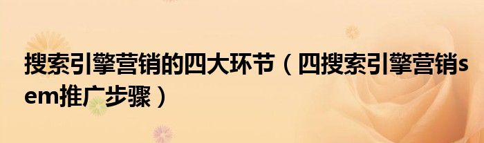 搜索引擎营销的四大环节（四搜索引擎营销sem推广步骤）