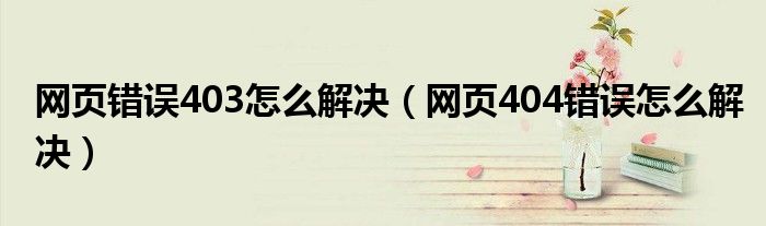网页错误403怎么解决（网页404错误怎么解决）