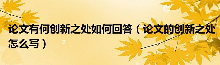 论文有何创新之处如何回答（论文的创新之处怎么写）