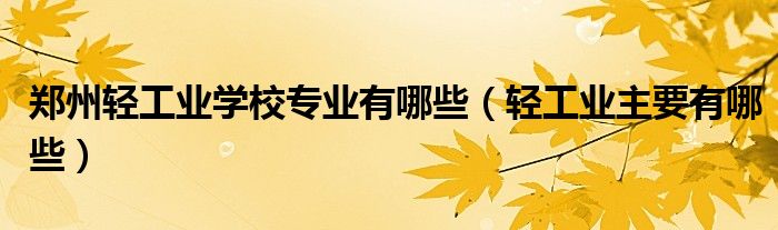 郑州轻工业学校专业有哪些（轻工业主要有哪些）