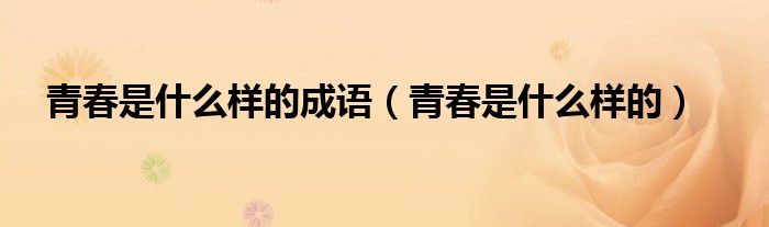 青春是什么样的成语（青春是什么样的）
