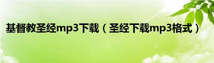 基督教圣经mp3下载（圣经下载mp3格式）