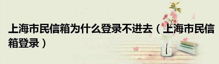 上海市民信箱为什么登录不进去（上海市民信箱登录）