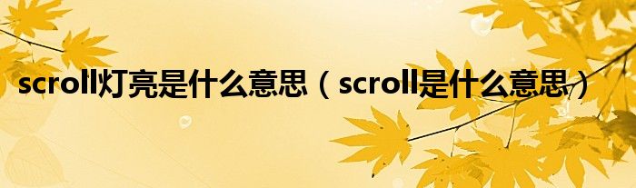 scroll灯亮是什么意思（scroll是什么意思）