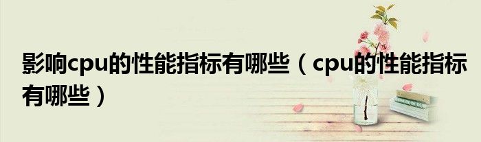 影响cpu的性能指标有哪些（cpu的性能指标有哪些）