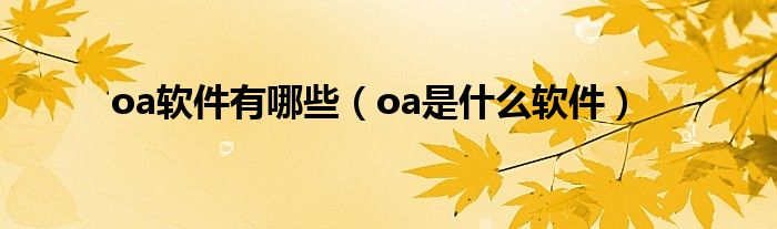 oa软件有哪些（oa是什么软件）