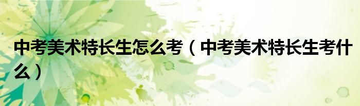 中考美术特长生怎么考（中考美术特长生考什么）