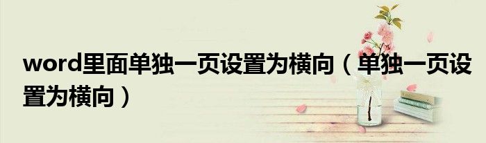 word里面单独一页设置为横向（单独一页设置为横向）