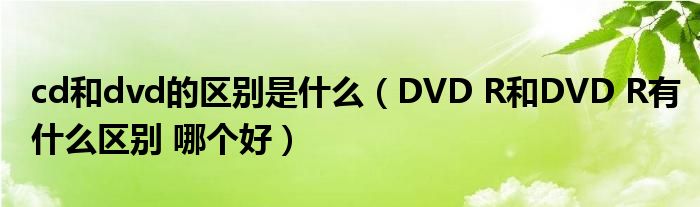 cd和dvd的区别是什么（DVD R和DVD R有什么区别 哪个好）