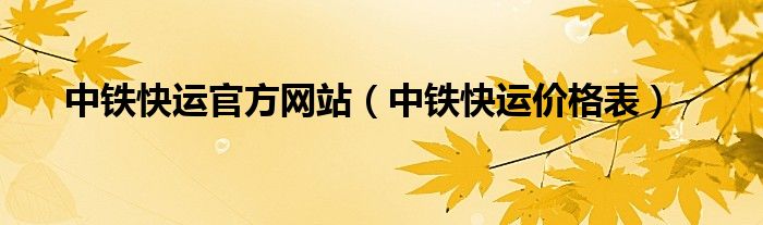 中铁快运官方网站（中铁快运价格表）