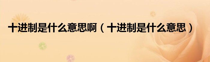 十进制是什么意思啊（十进制是什么意思）