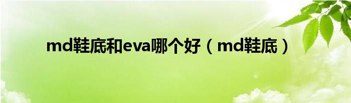 md鞋底和eva哪个好（md鞋底）