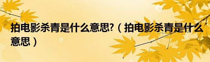 拍电影杀青是什么意思?（拍电影杀青是什么意思）