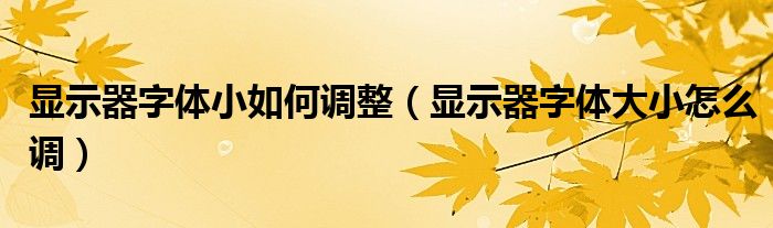显示器字体小如何调整（显示器字体大小怎么调）