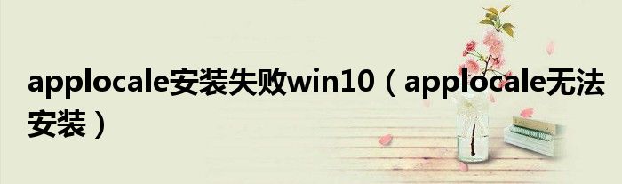 applocale安装失败win10（applocale无法安装）