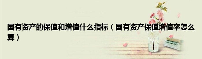 国有资产的保值和增值什么指标（国有资产保值增值率怎么算）