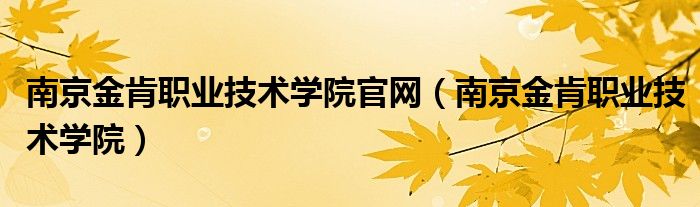 南京金肯职业技术学院官网（南京金肯职业技术学院）