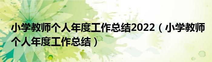 小学教师个人年度工作总结2022（小学教师个人年度工作总结）