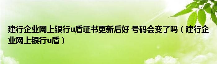 建行企业网上银行u盾证书更新后好 号码会变了吗（建行企业网上银行u盾）