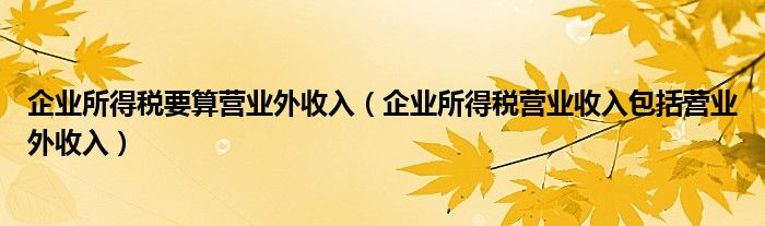 企业所得税要算营业外收入（企业所得税营业收入包括营业外收入）