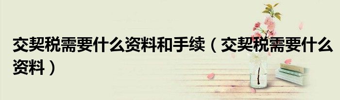 交契税需要什么资料和手续（交契税需要什么资料）