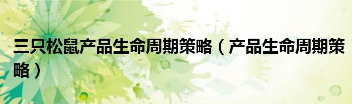 三只松鼠产品生命周期策略（产品生命周期策略）