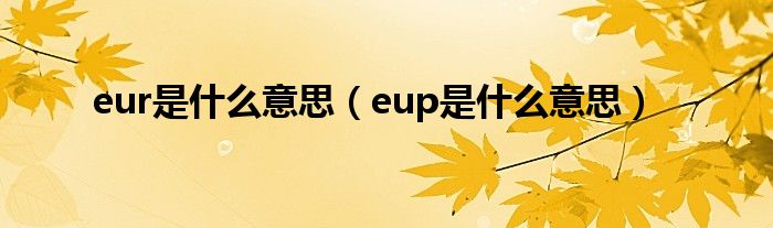 eur是什么意思（eup是什么意思）