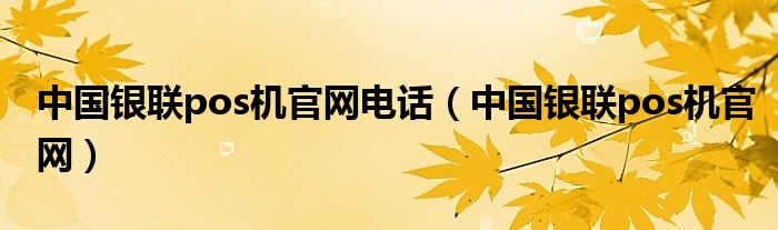 中国银联pos机官网电话（中国银联pos机官网）