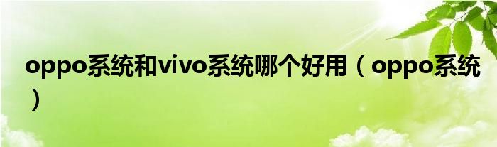 oppo系统和vivo系统哪个好用（oppo系统）
