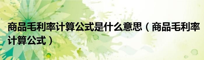 商品毛利率计算公式是什么意思（商品毛利率计算公式）
