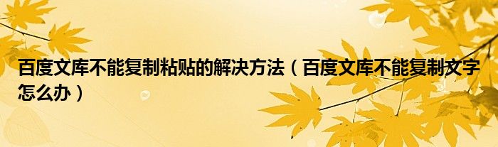 百度文库不能复制粘贴的解决方法（百度文库不能复制文字怎么办）