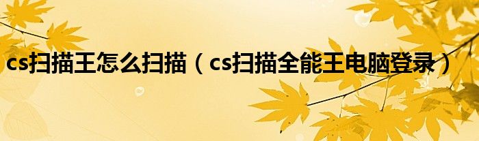 cs扫描王怎么扫描（cs扫描全能王电脑登录）
