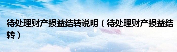 待处理财产损益结转说明（待处理财产损益结转）