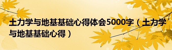 土力学与地基基础心得体会5000字（土力学与地基基础心得）
