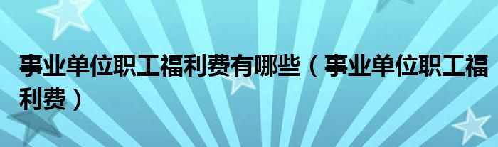 事业单位职工福利费有哪些（事业单位职工福利费）