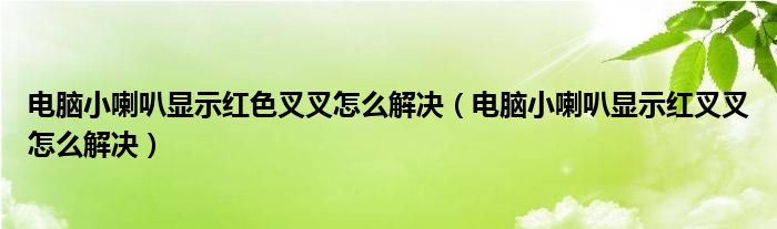 电脑小喇叭显示红色叉叉怎么解决（电脑小喇叭显示红叉叉怎么解决）