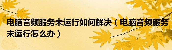 电脑音频服务未运行如何解决（电脑音频服务未运行怎么办）