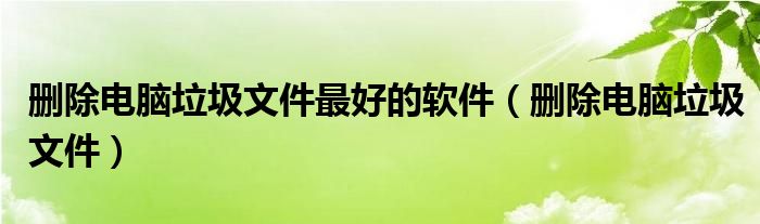 删除电脑垃圾文件最好的软件（删除电脑垃圾文件）