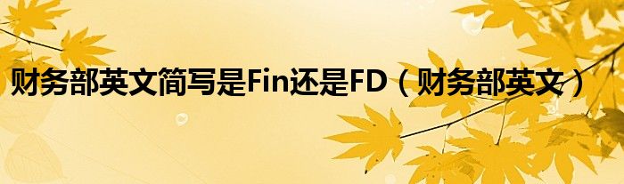 财务部英文简写是Fin还是FD（财务部英文）
